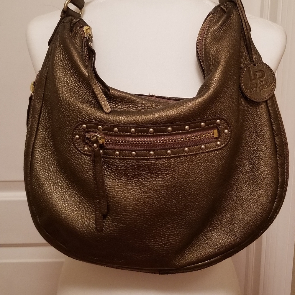 Bronze metallic Linea Pelle hobo shoulder bag